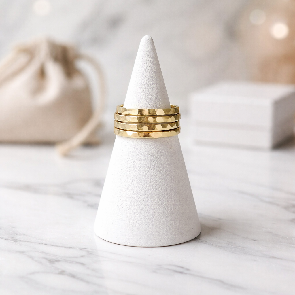 Hammered Gold-filled Stacking Ring - Lux Reve
