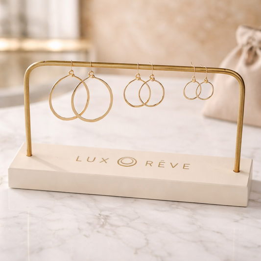 Gold Hammered Hoop Earrings - Lux Reve