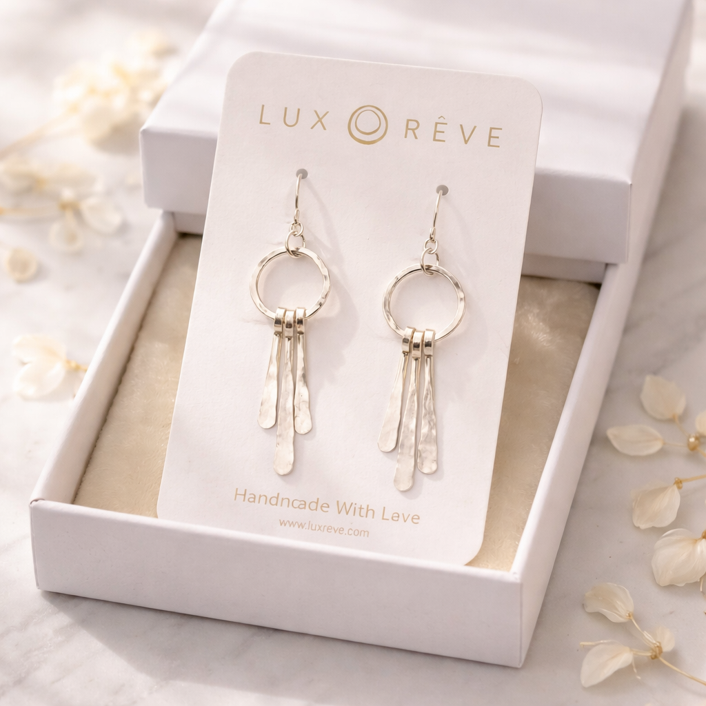 Silver Mini Hoop Ray Earrings - Lux Reve