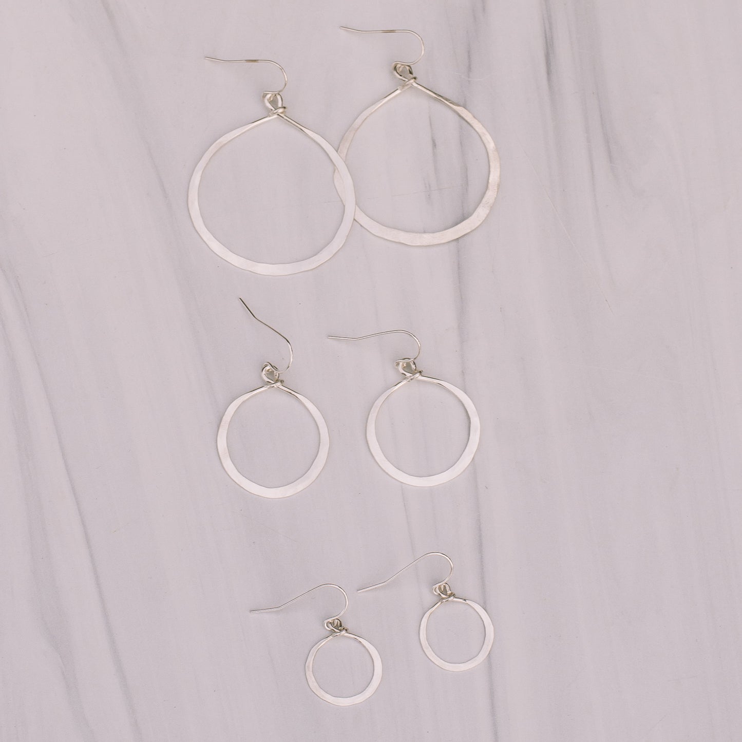 Silver Hammered Hoop Earrings - Lux Reve