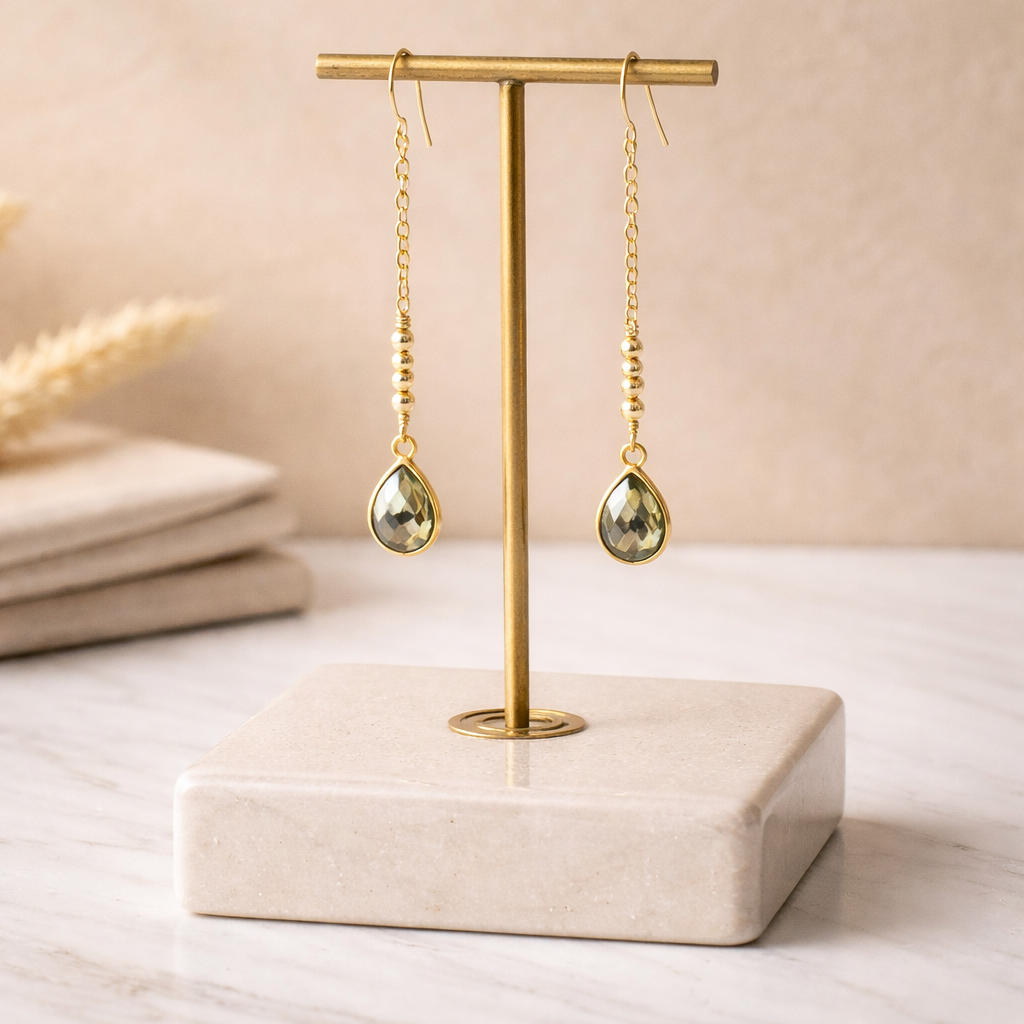 Gold Pyrite Drop Earrings - Lux Reve