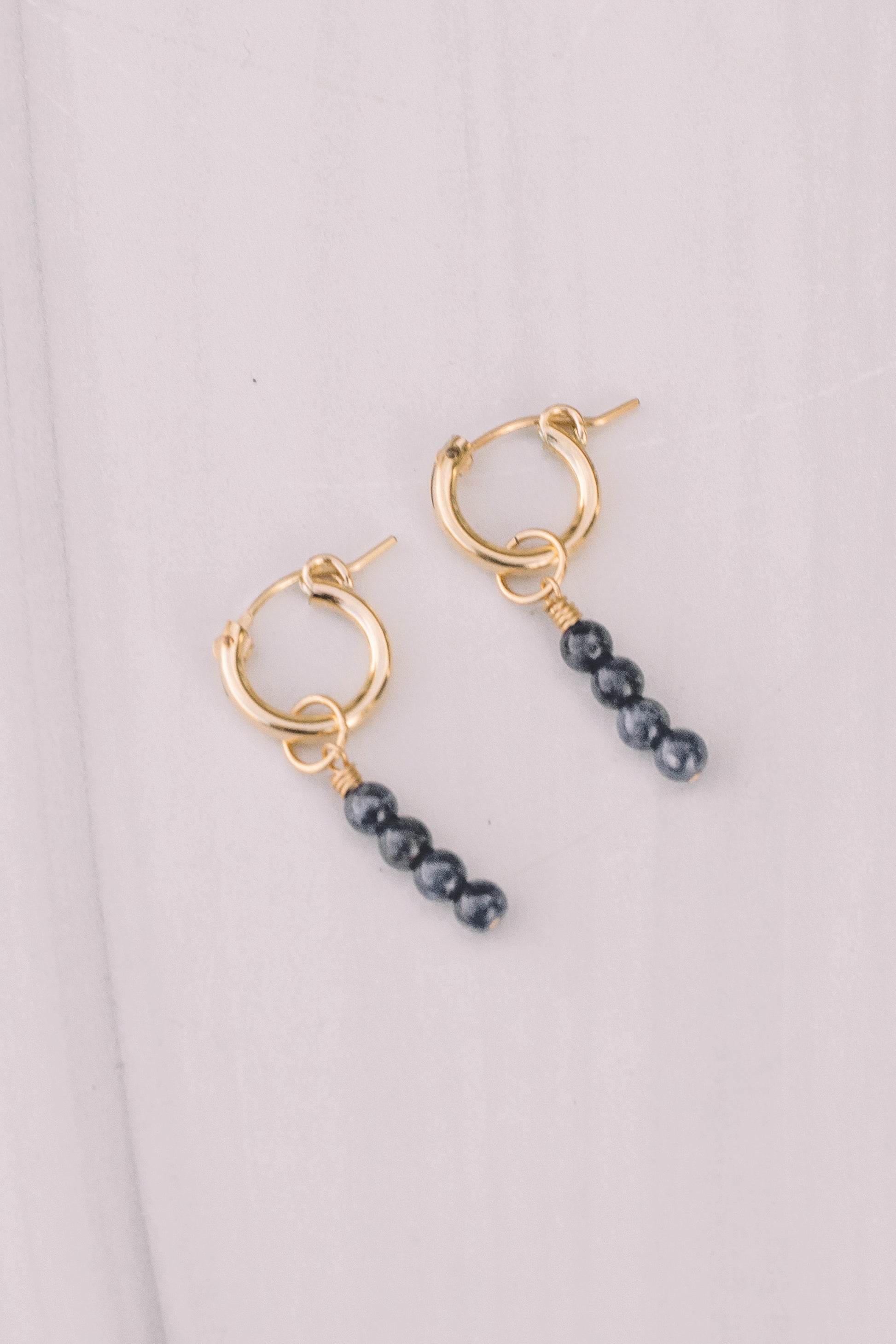 Mini gold-filled lapis hoops 