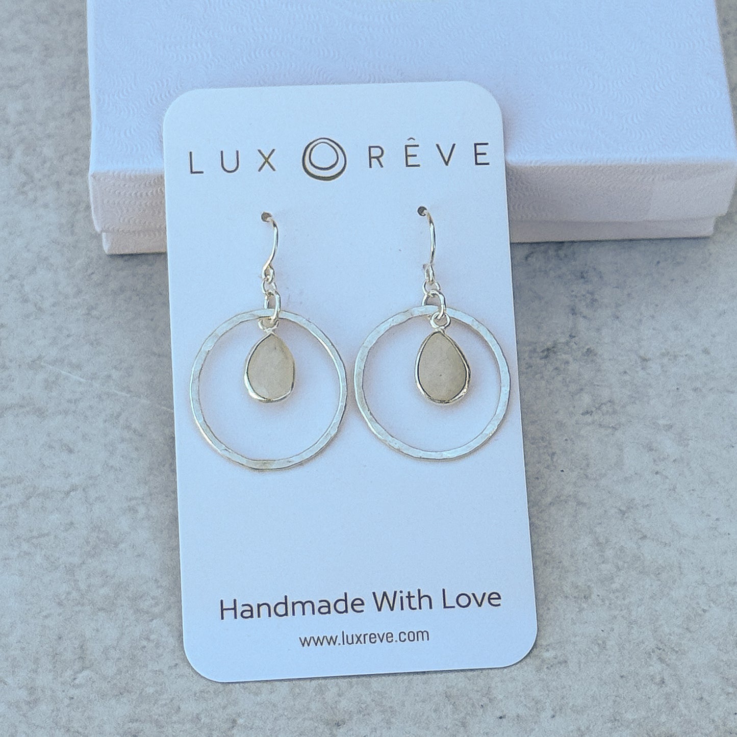 Silver Moonstone Hoop Earrings