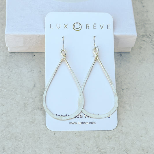 Large Silver Tear Drop Hoop Earrings