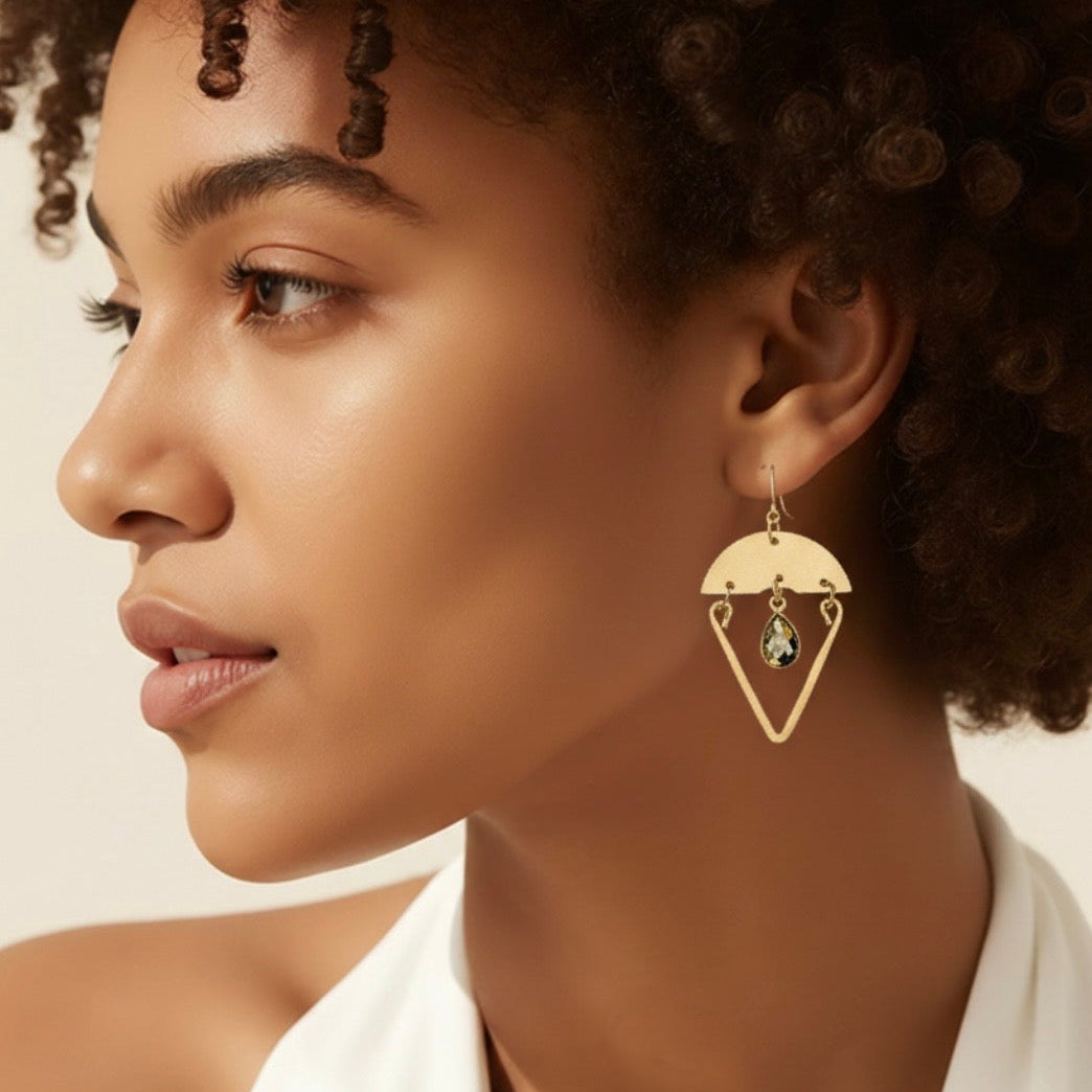 Gold Pyrite Boho Statment Earrings - Lux Reve