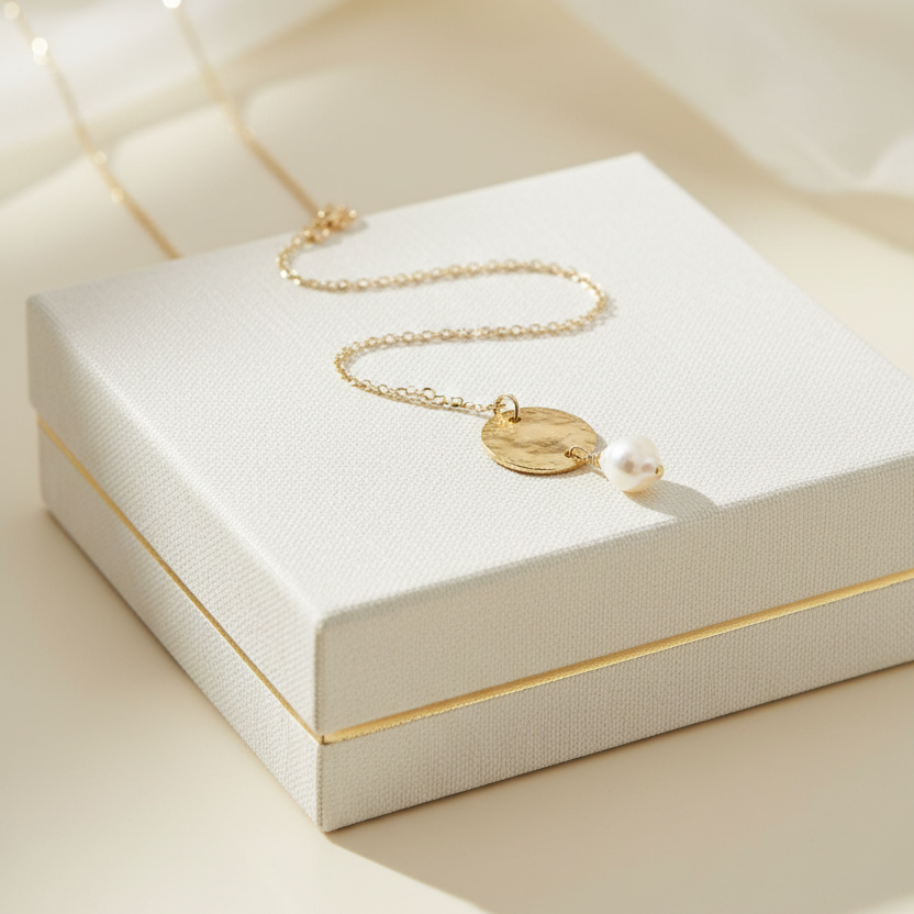 Pearl Disc Pendant Necklace - Lux Reve