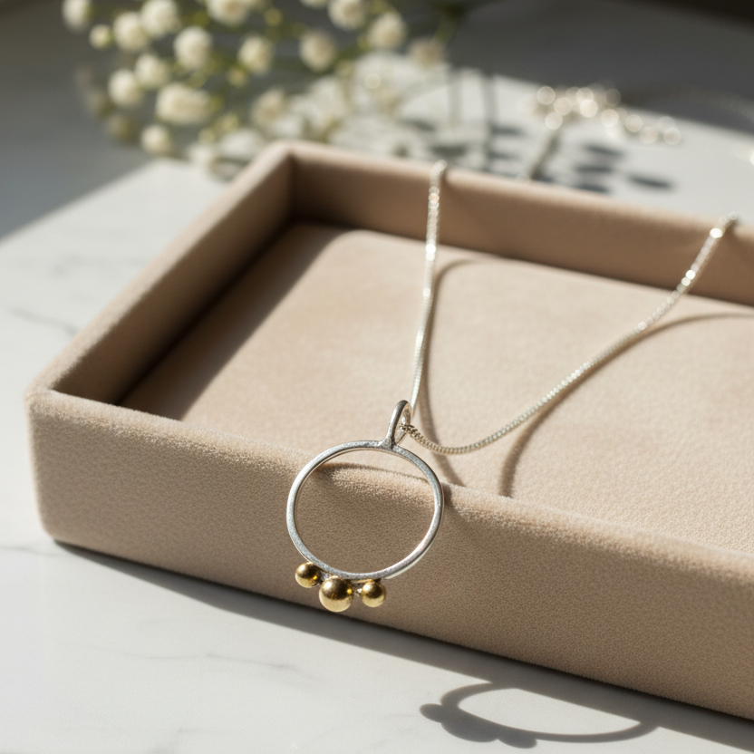 Silver and Brass Statement Short Necklace - Lux Reve