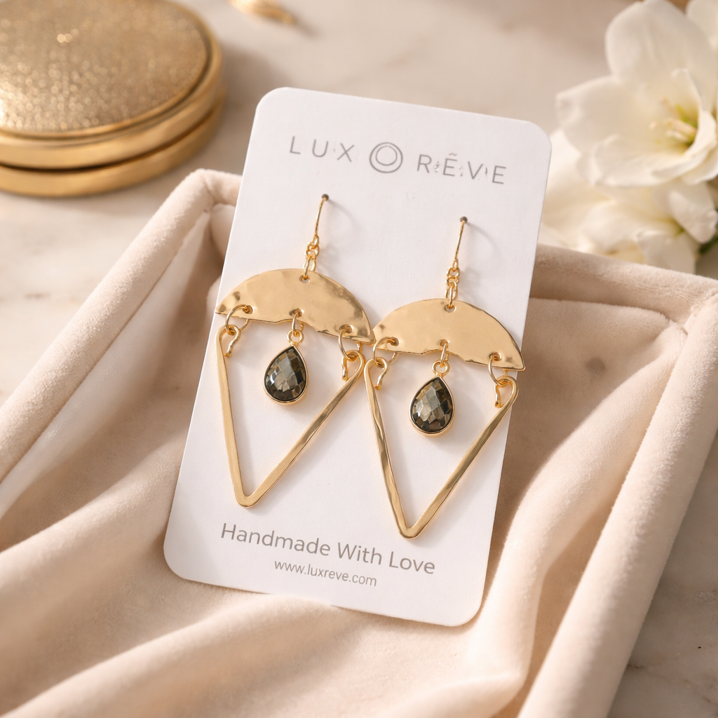 Gold Pyrite Boho Statment Earrings - Lux Reve