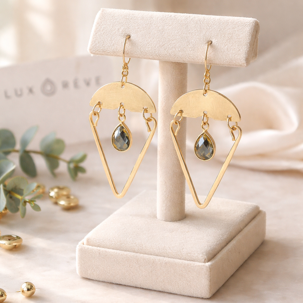 Gold Pyrite Boho Statment Earrings - Lux Reve