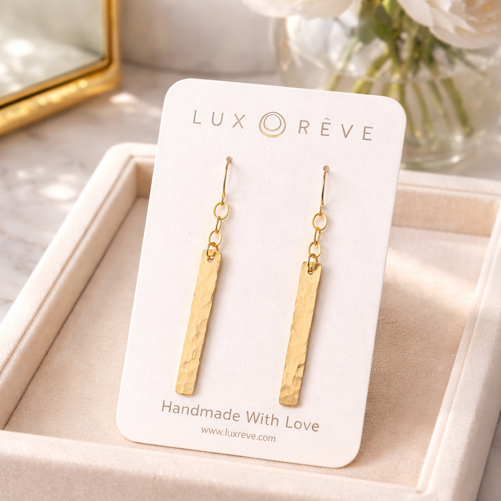 Gold-filled Bar Dangle Earrings - Lux Reve