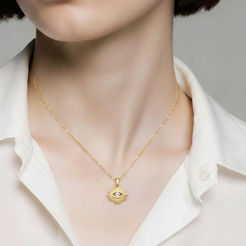 Gold Evil Eye Short Necklace - Lux Reve