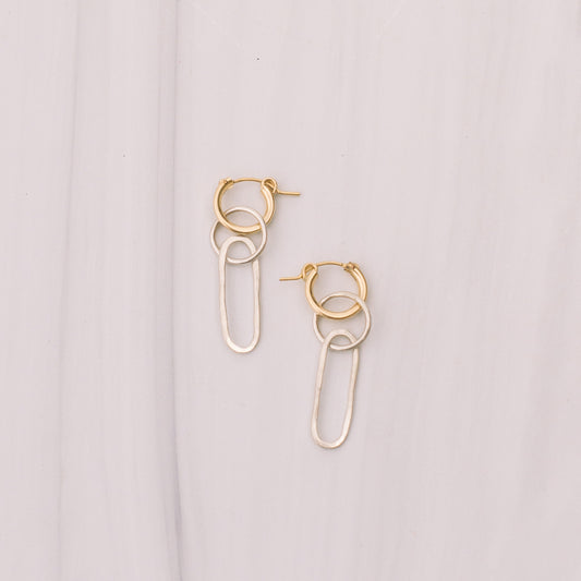 Gold and Silver Tube Hoop Earrings - Lux Reve