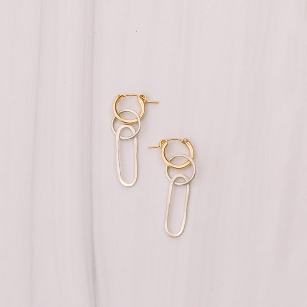 Gold and Silver Tube Hoop Earrings - Lux Reve