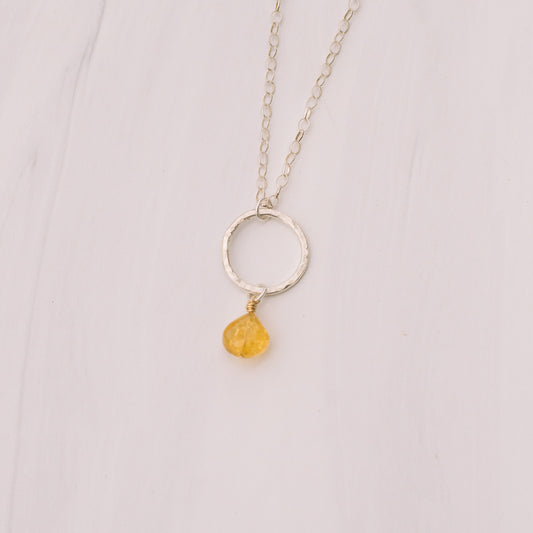 Simple Citrine Short Necklace - Lux Reve