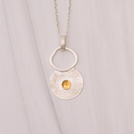 Citrine Sterling Silver Textured Necklace - Lux Reve