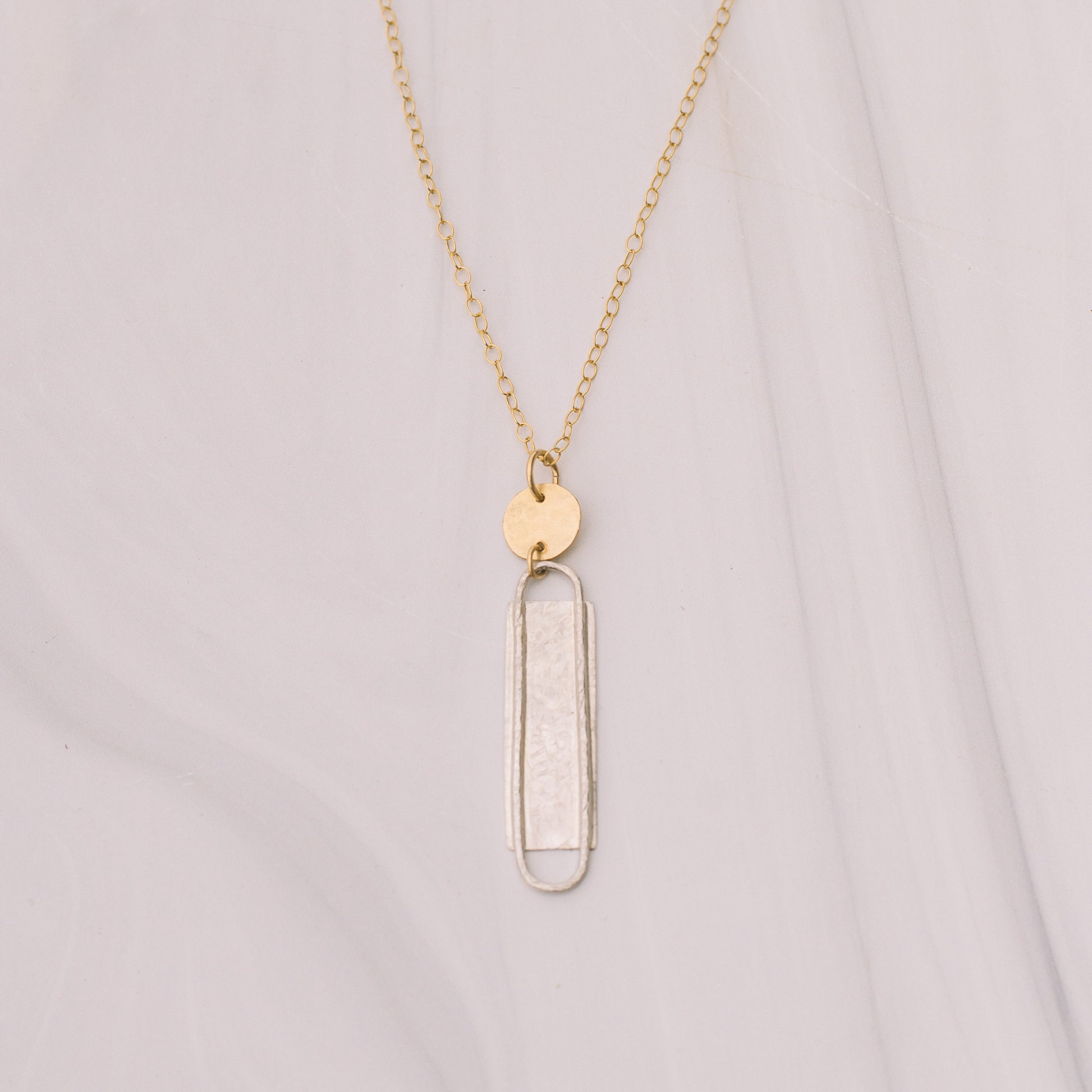 Gold and Silver Paper Clip Long Necklace - Lux Reve