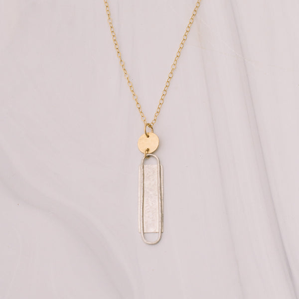 Gold and Silver Paper Clip Long Necklace - Lux Reve