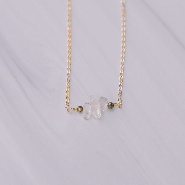 Clear Crystal and Pyrite Short Necklace - Lux Reve