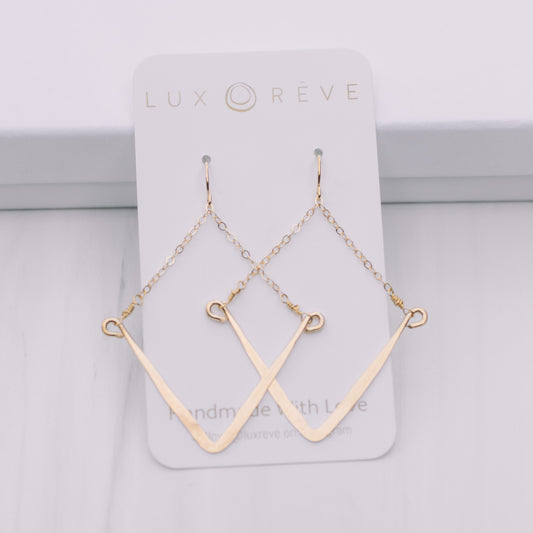 14k gold-filled Chevron Drop Earrings - Lux Reve