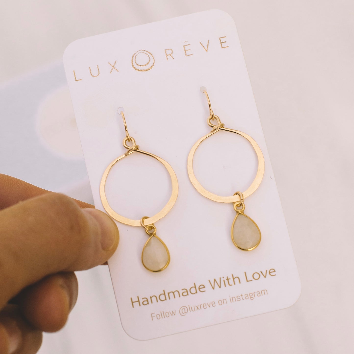 Moonstone Bezel Hoop Earrings - Lux Reve