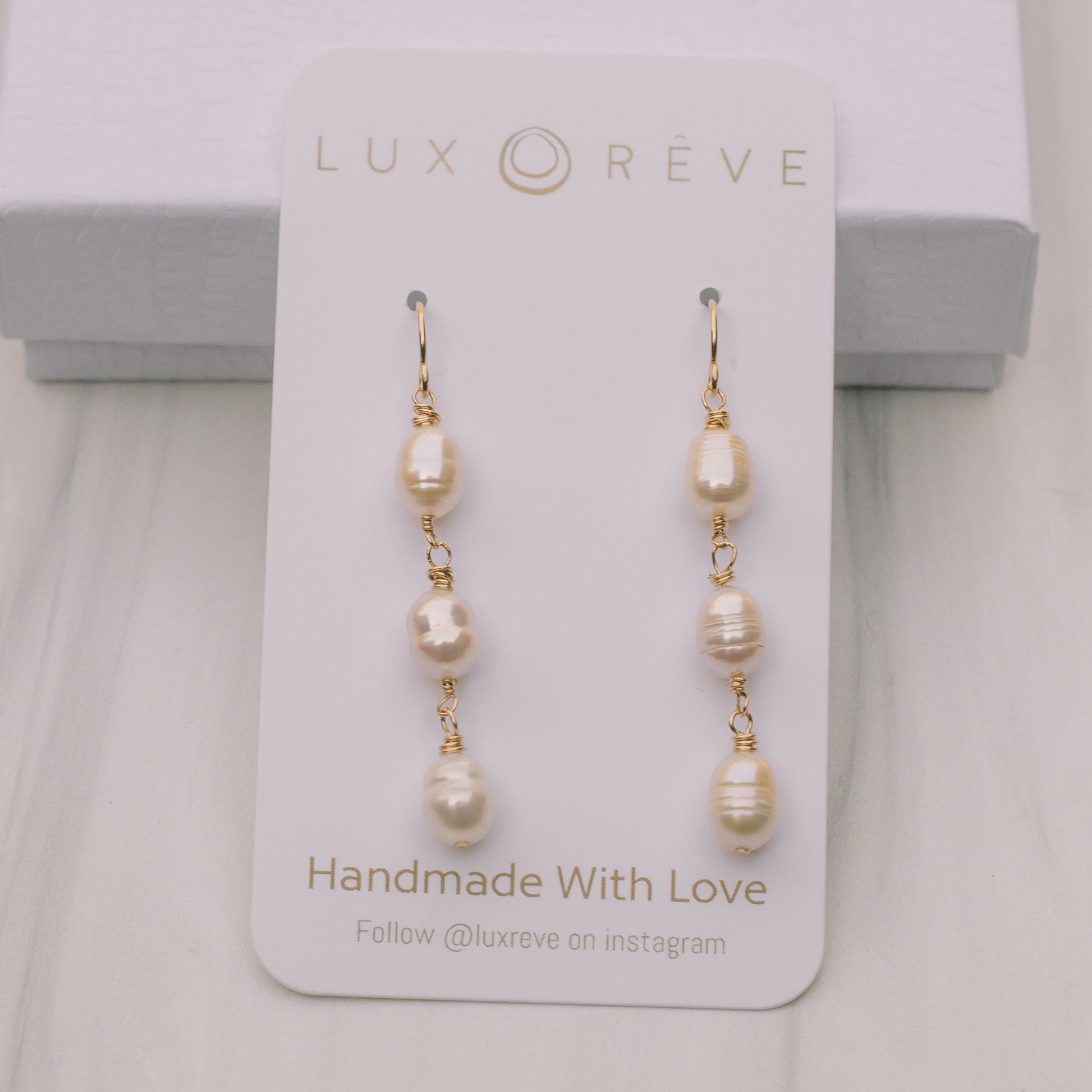 Three Pearl Earrings - Lux Reve