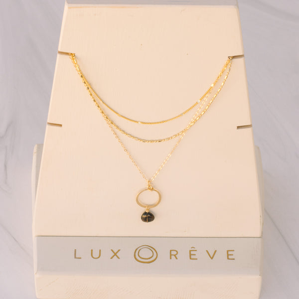 Smoky Quartz Hoop Short Necklace - Lux Reve