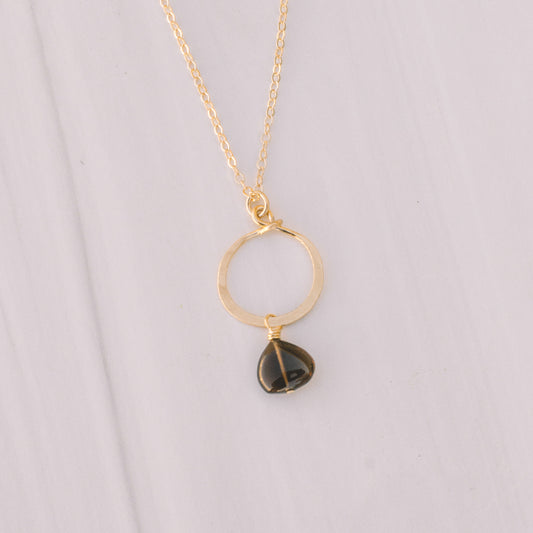 Smoky Quartz Hoop Short Necklace - Lux Reve