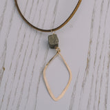 Pyrite Long Suede Necklace - Lux Reve
