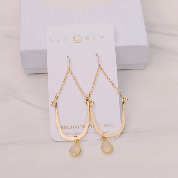 Lucky Gold Bezel Labradorite Earrings - Lux Reve