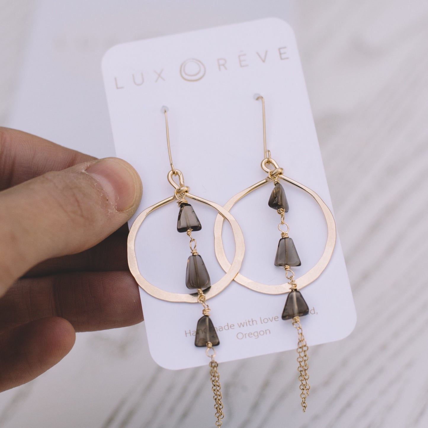 Smoky Quartz Hoop Earrings - Lux Reve