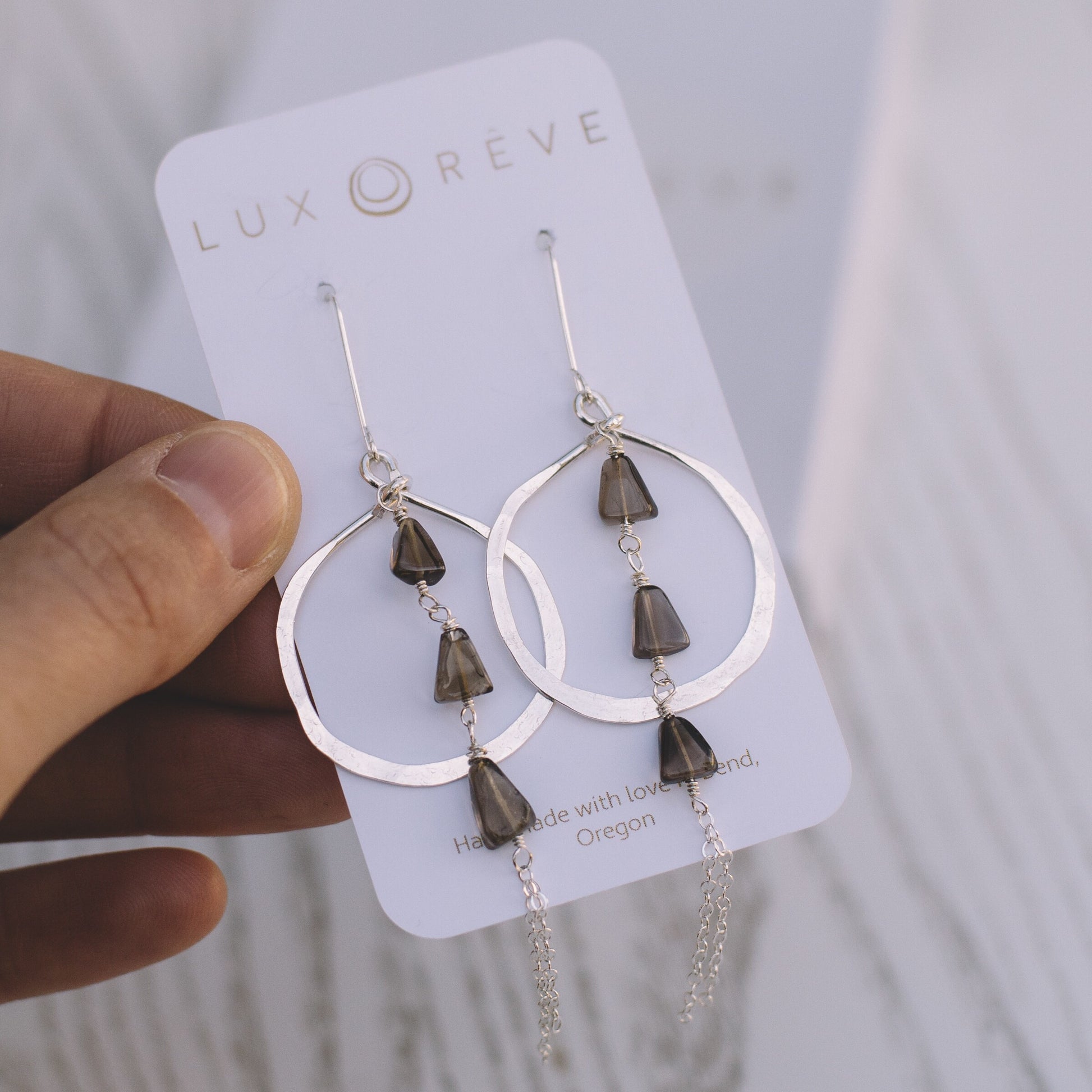 Smoky Quartz Hoop Earrings - Lux Reve