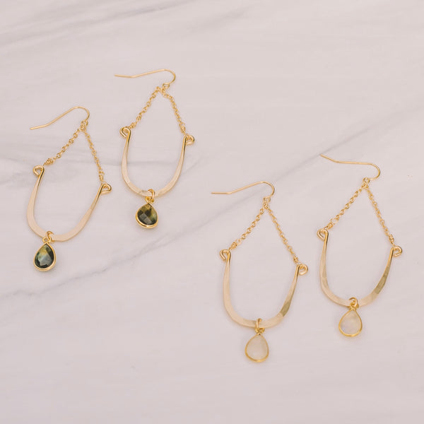 Lucky Gold Bezel Labradorite Earrings - Lux Reve